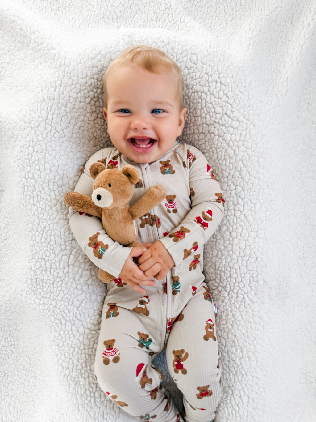 Teddy Bear Small Ribbed Zip Romper