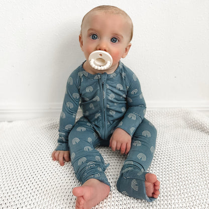 Slate Rainbows Zip Romper