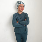 Dark Steel Blue with Brave Embroidered Bamboo French Terry Pullover