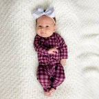 Plum Gingham Small Ribbed Zip Romper
