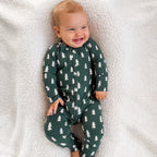 Christmas Trees Small Ribbed Zip Romper