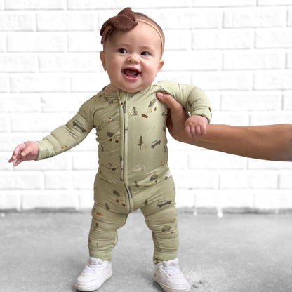 Happy Camper Zip Romper