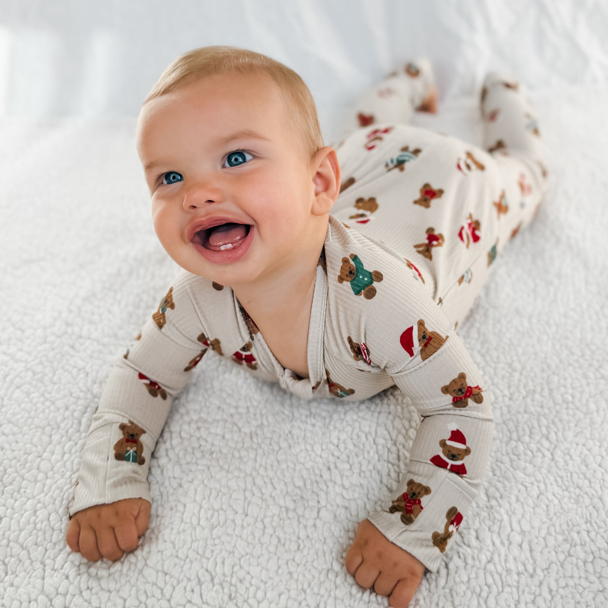 Teddy Bear Small Ribbed Zip Romper