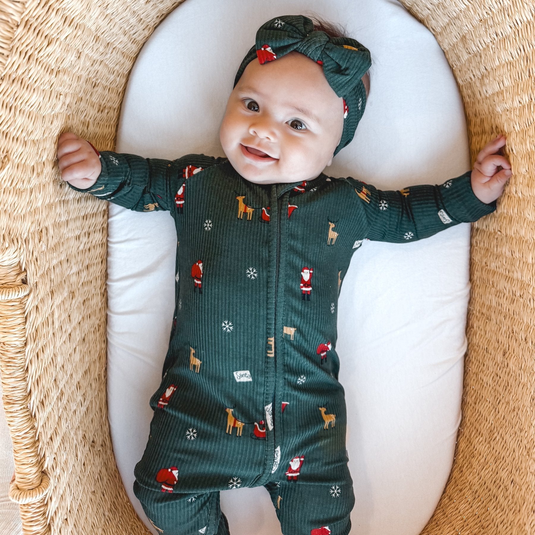 Santa Small Ribbed Zip Romper