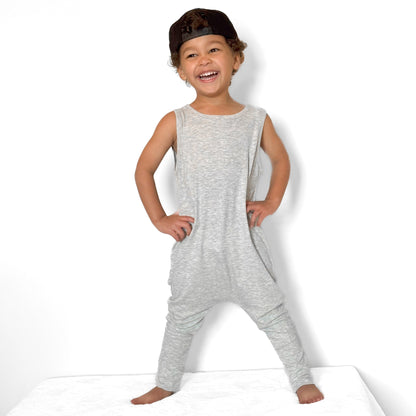 Heather Gray Small Ribbed Harem Romper