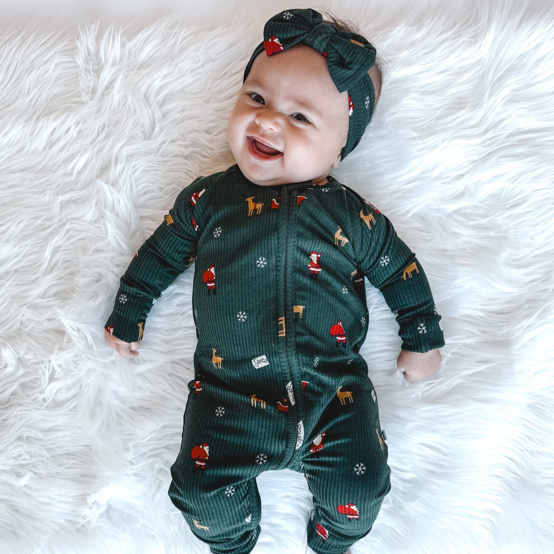 Santa Small Ribbed Zip Romper
