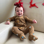 Hot Cocoa Small Ribbed Zip Romper