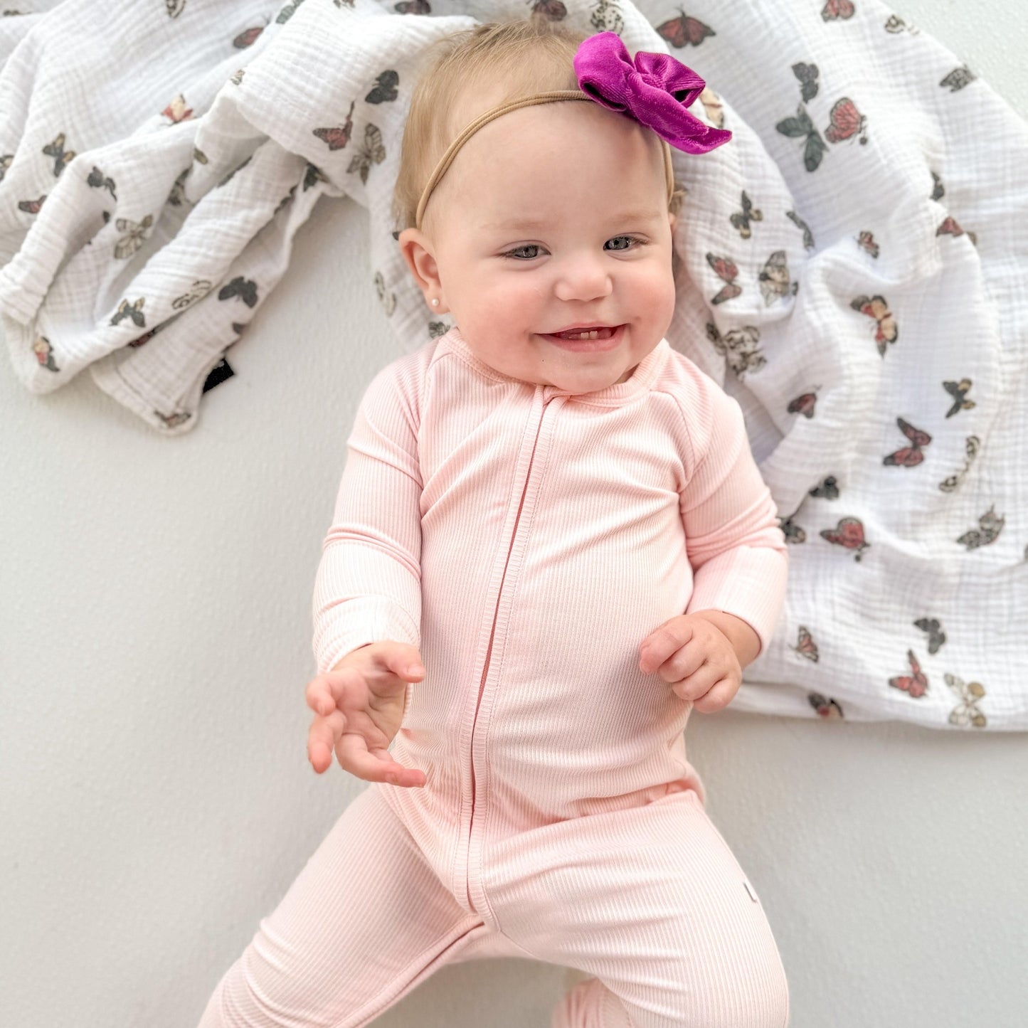 Ballet Pink Small Ribbed Zip Romper