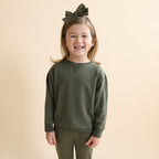 Olive with Brave Embroidered Bamboo French Terry Pullover
