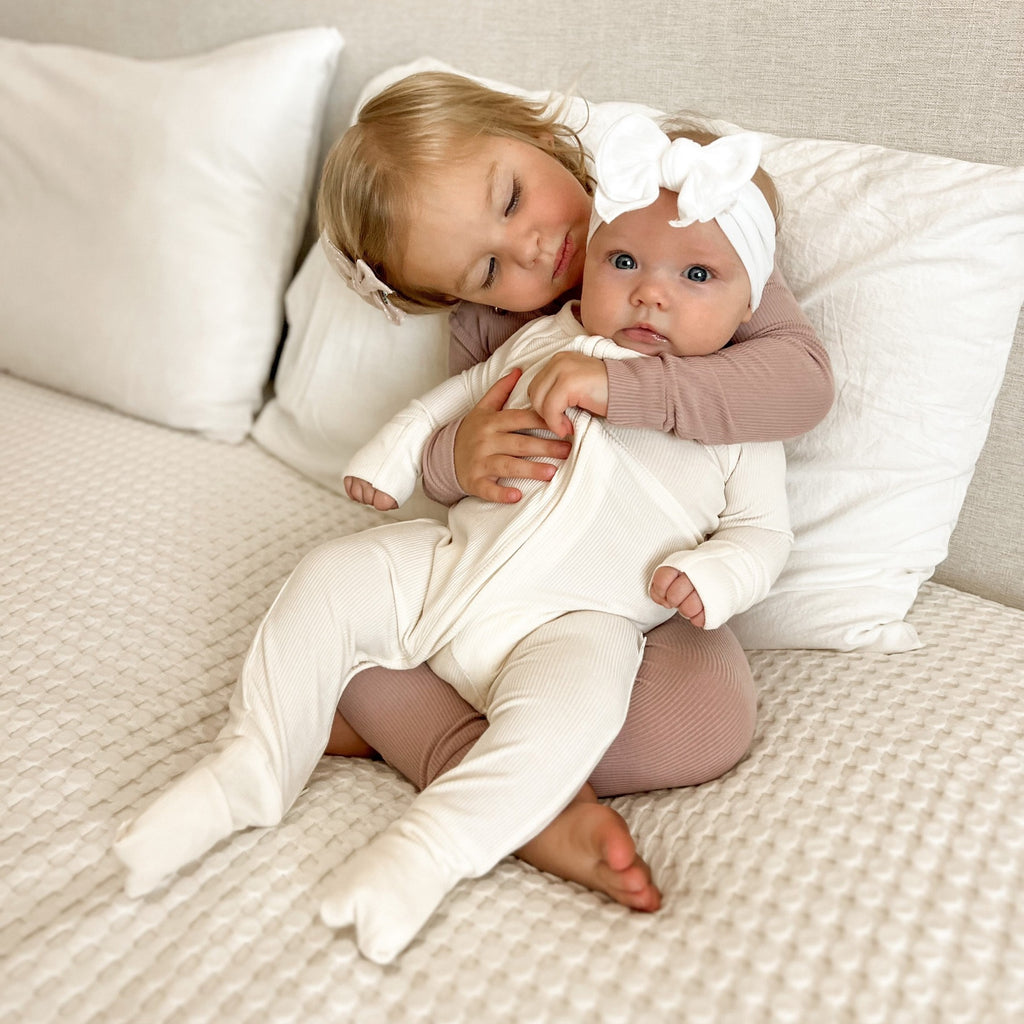 Cream Small Ribbed Zip Romper