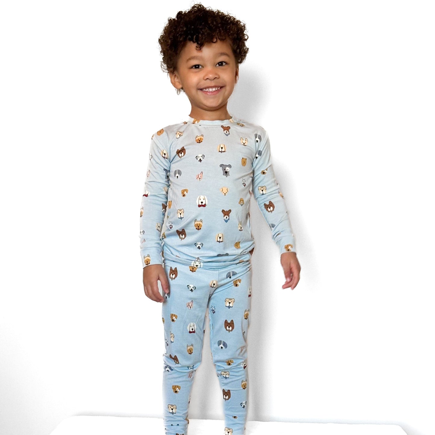 Dogs Light Blue Two-Piece Set