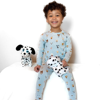 Dogs Light Blue Two-Piece Set