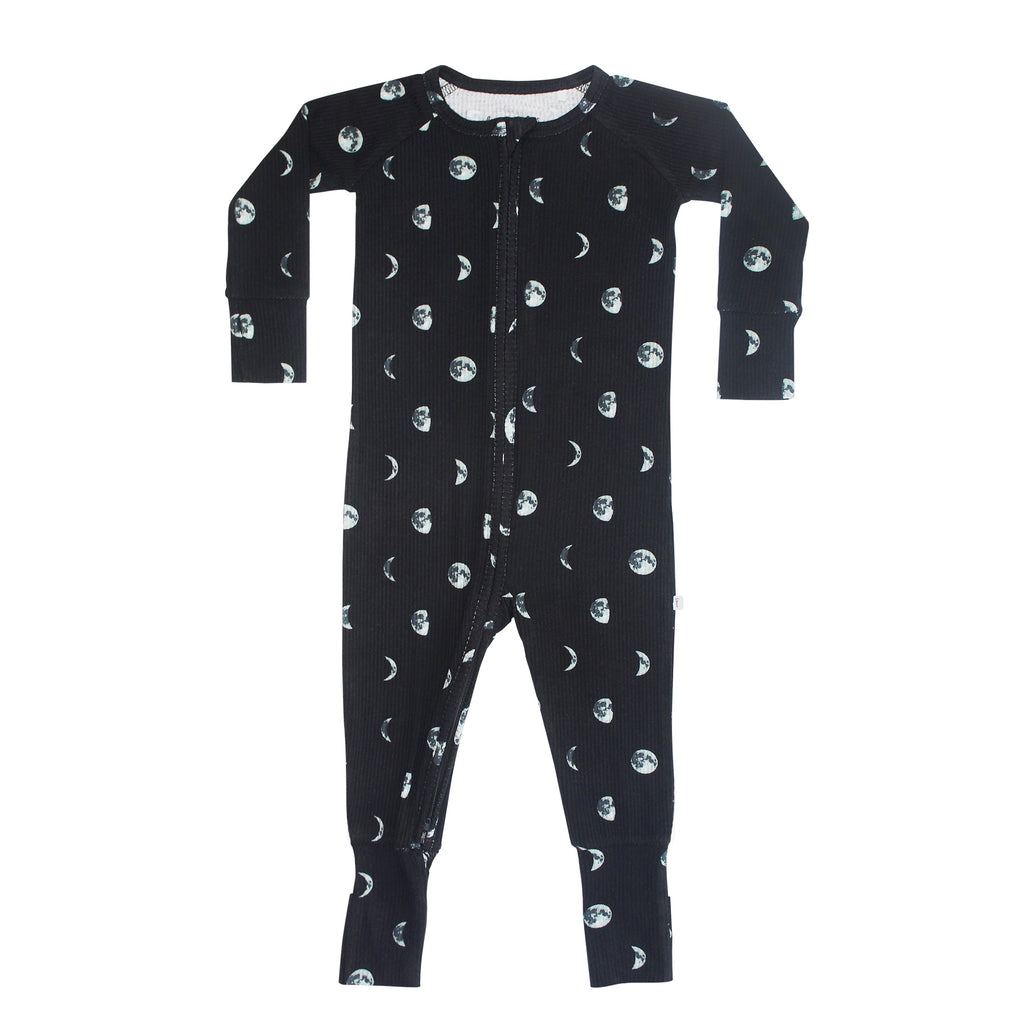 Moon Phases Small Ribbed Zip Romper