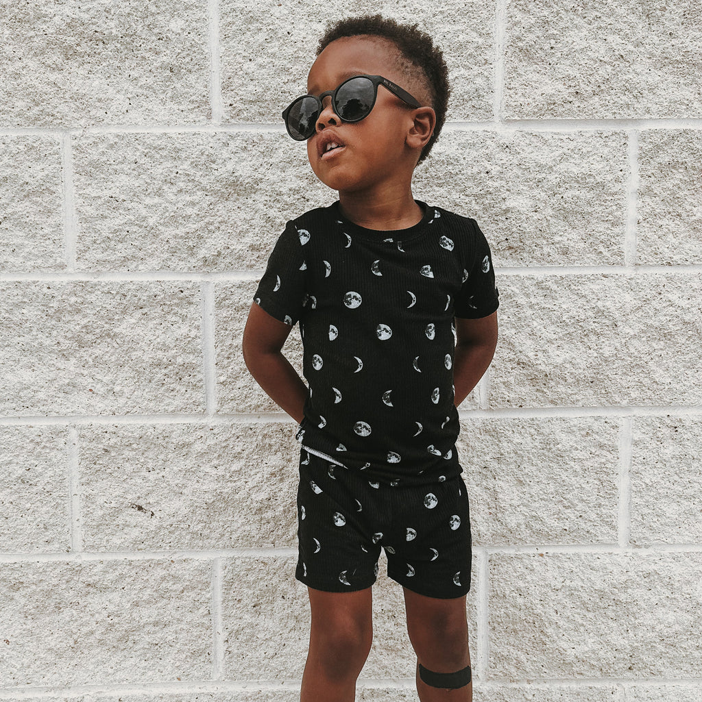 Moon Phases Small Ribbed Shorts Two-Piece Set