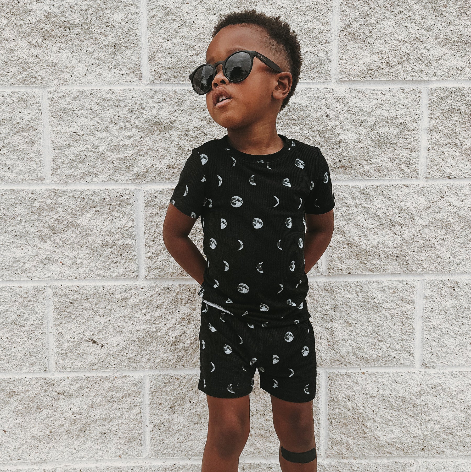 Moon Phases Small Ribbed Shorts Two-Piece Set