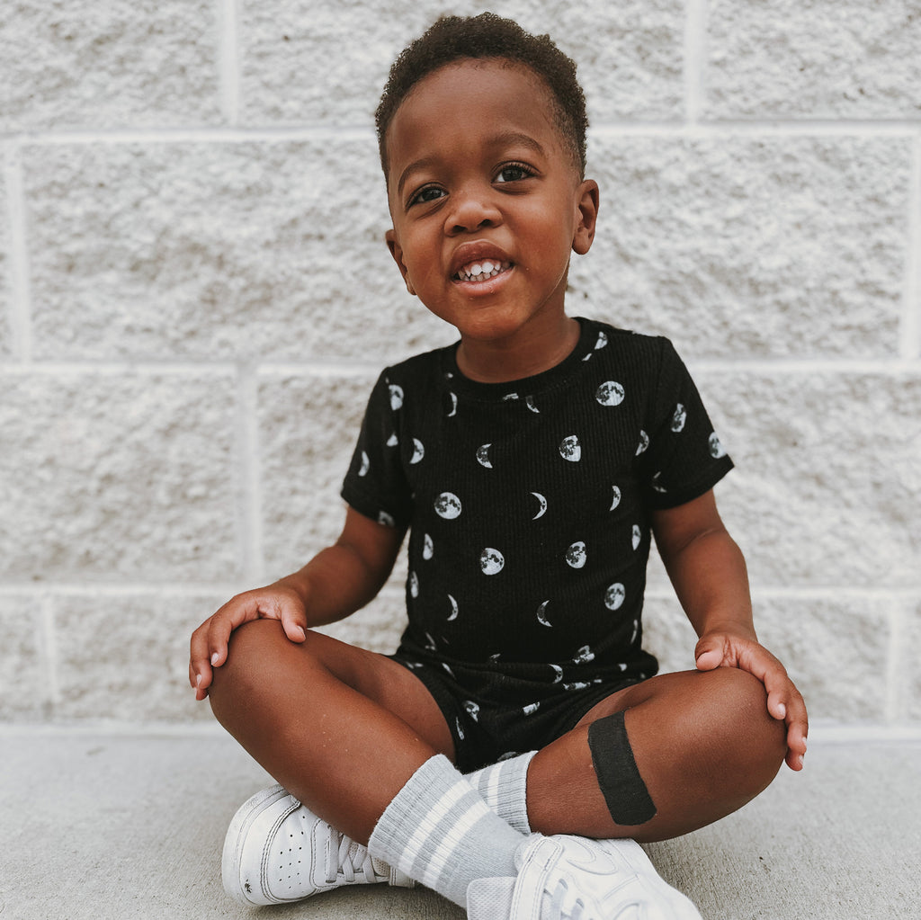 Moon Phases Small Ribbed Shorts Two-Piece Set