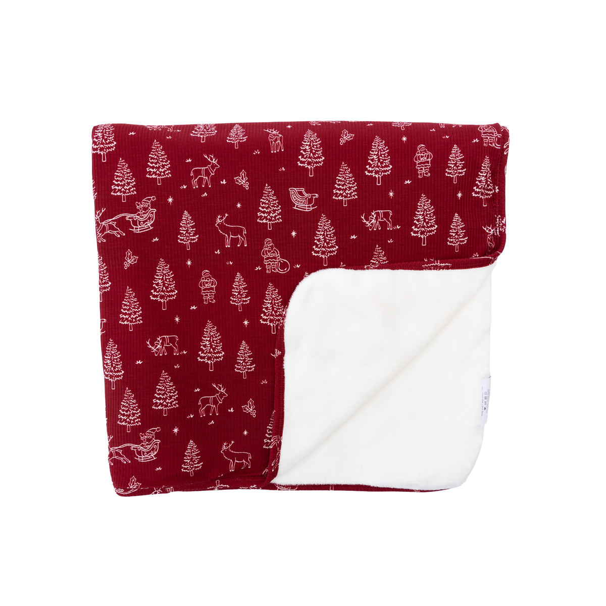 Reindeer & Santa Sleigh Small Ribbed Youth Blanket
