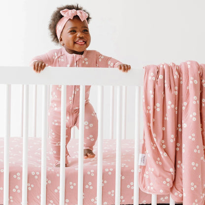 Mauve Blooms Small Ribbed Toddler Blanket