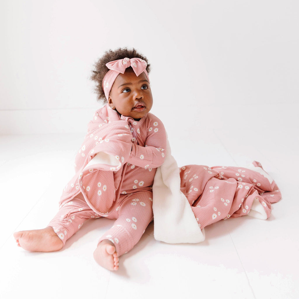 Mauve Blooms Small Ribbed Bow