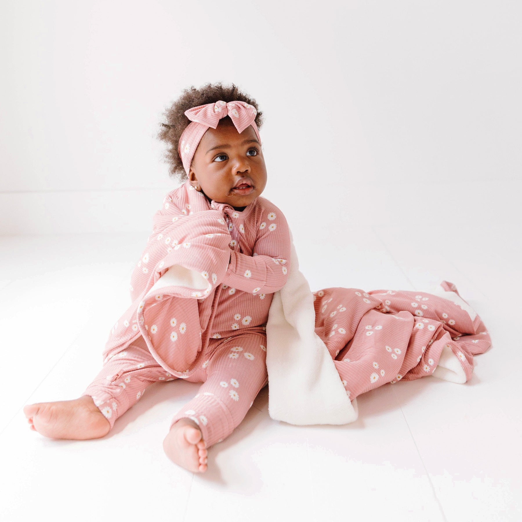 Mauve Blooms Small Ribbed Bow