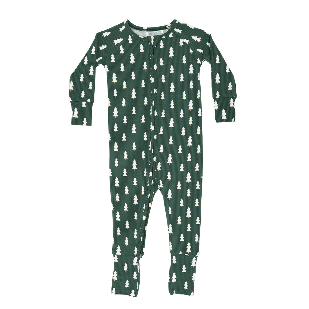 Christmas Trees Small Ribbed Zip Romper