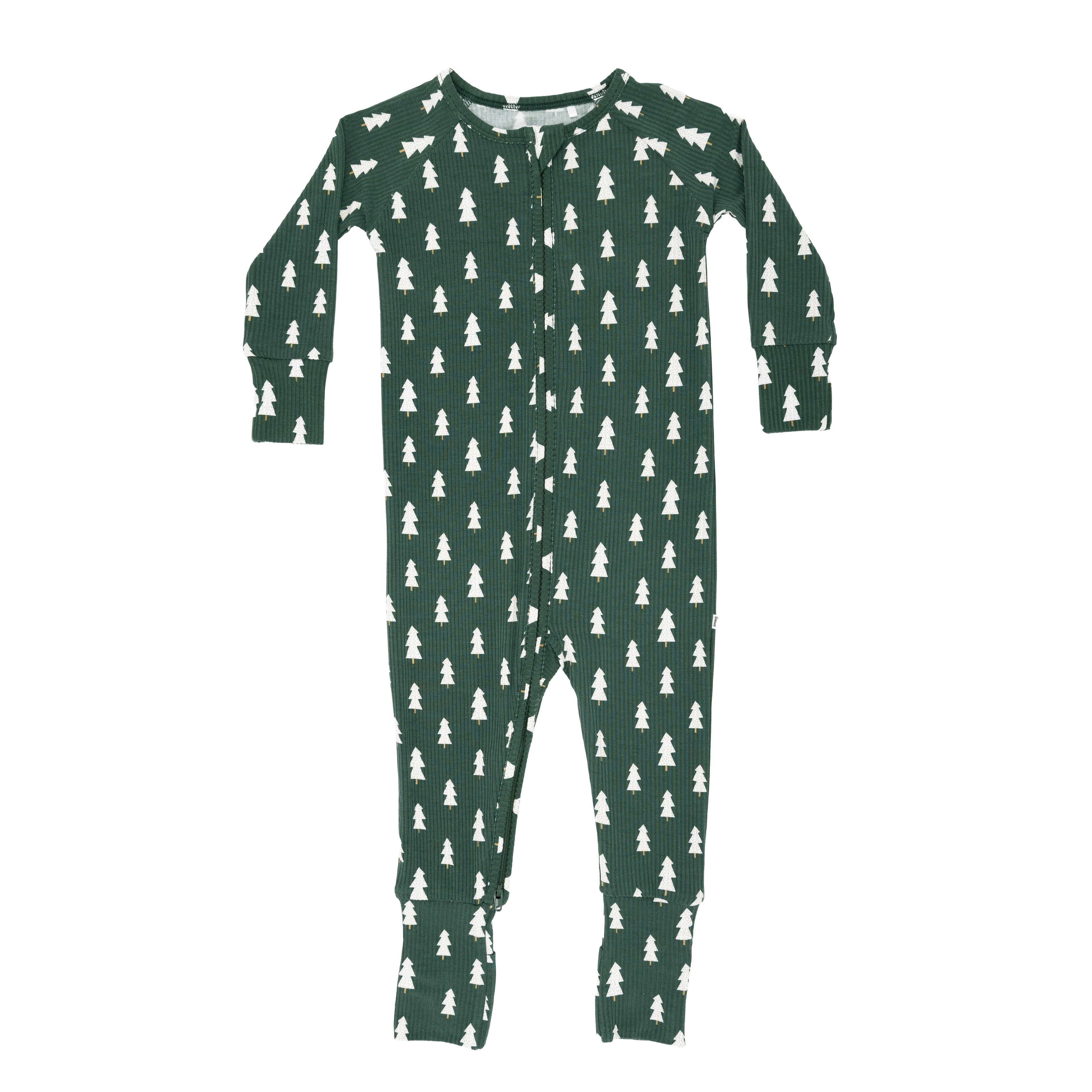 Christmas Trees Small Ribbed Zip Romper