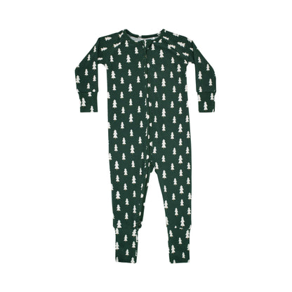 Christmas Trees Small Ribbed Zip Romper