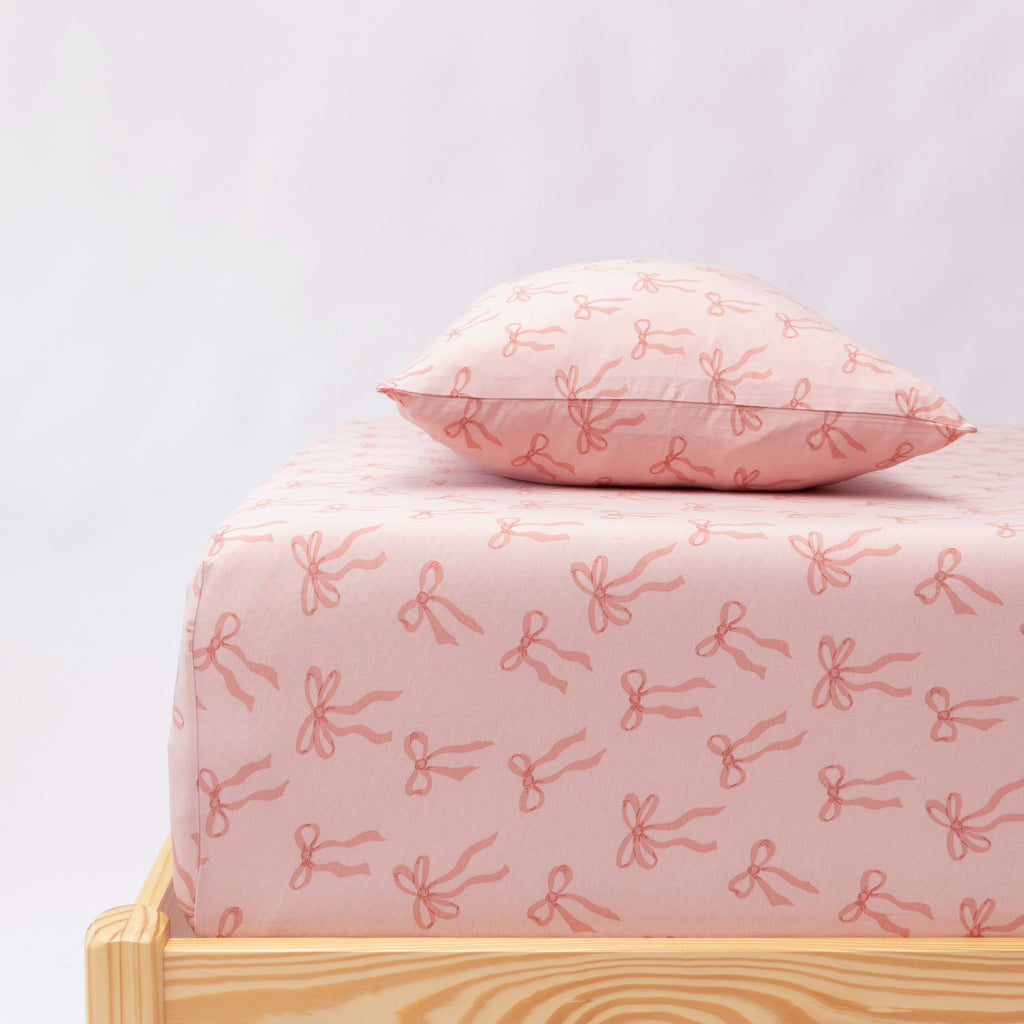 Coquette Bows Twin Sheet With Pillow Case