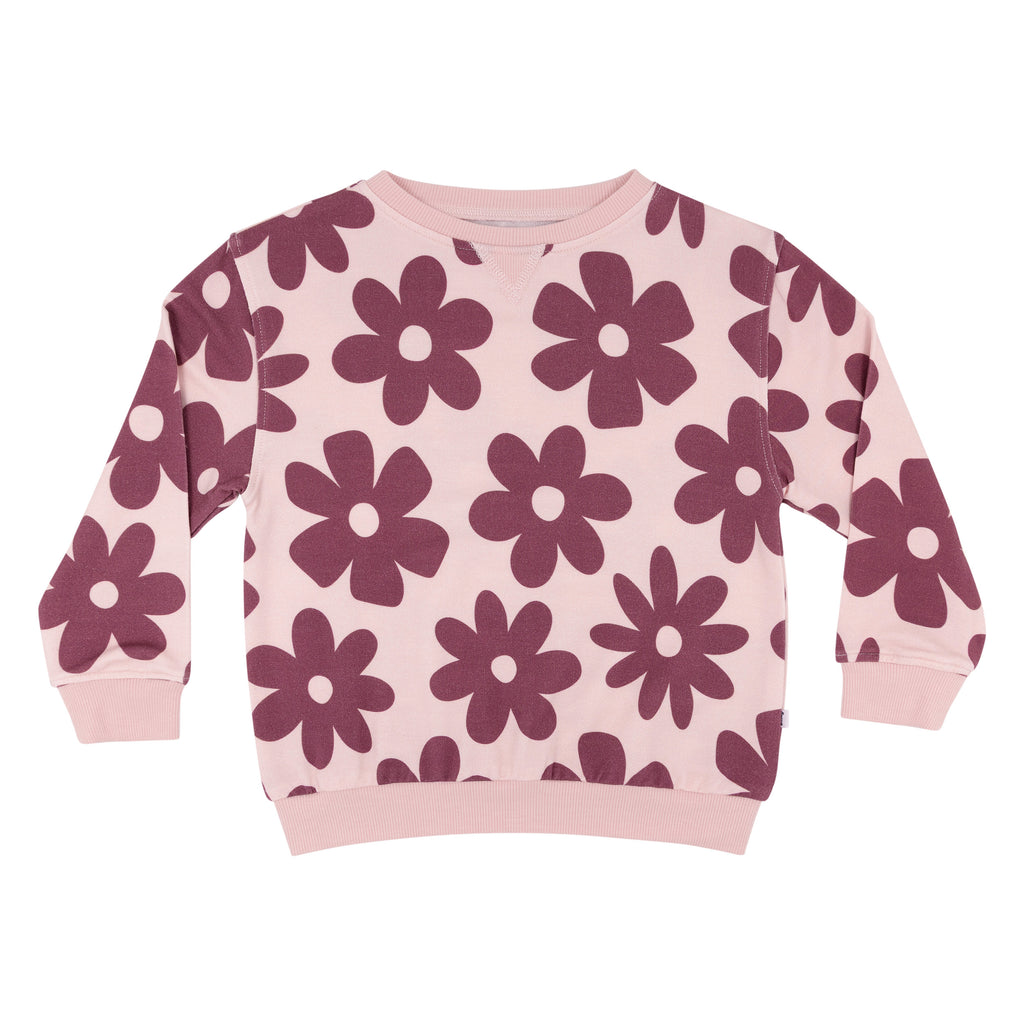 Floral Mauve Bamboo French Terry Pullover