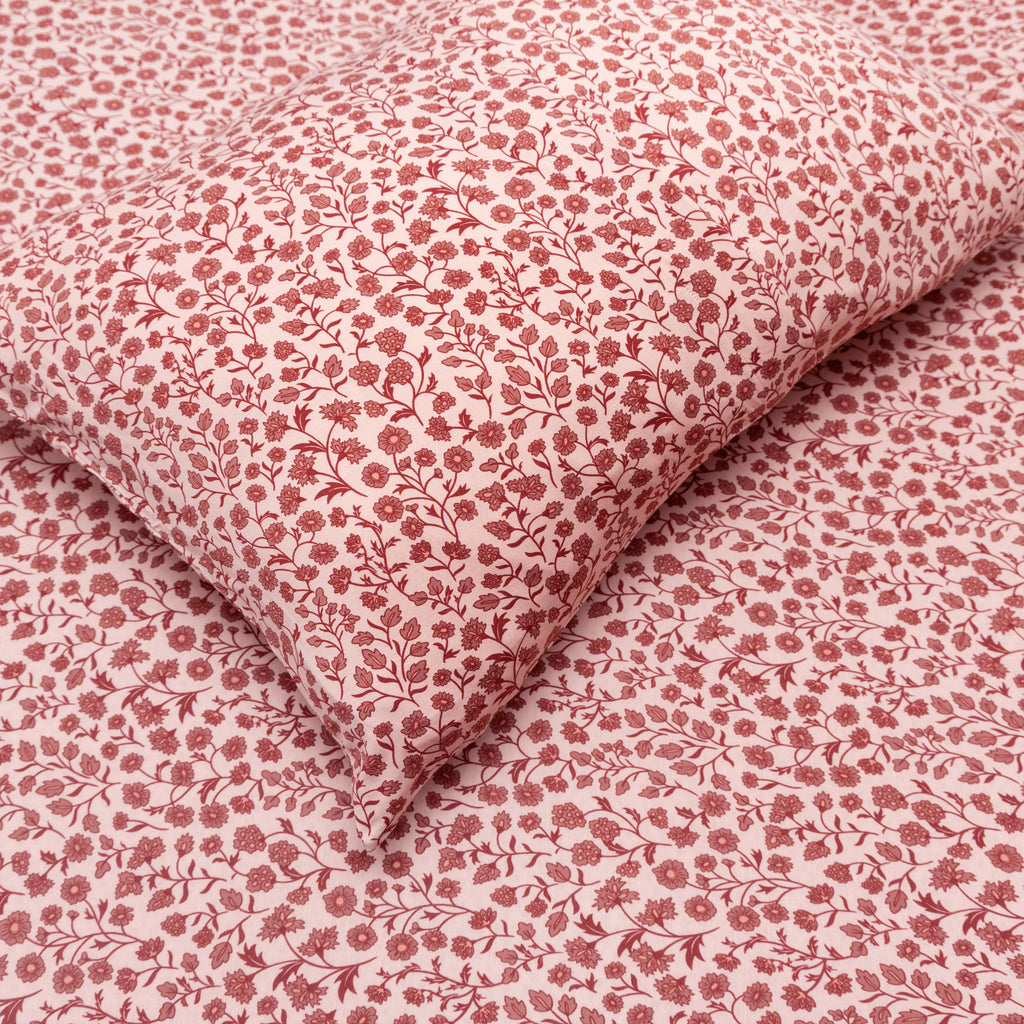 Mauve Floral Twin Sheet With Pillow Case