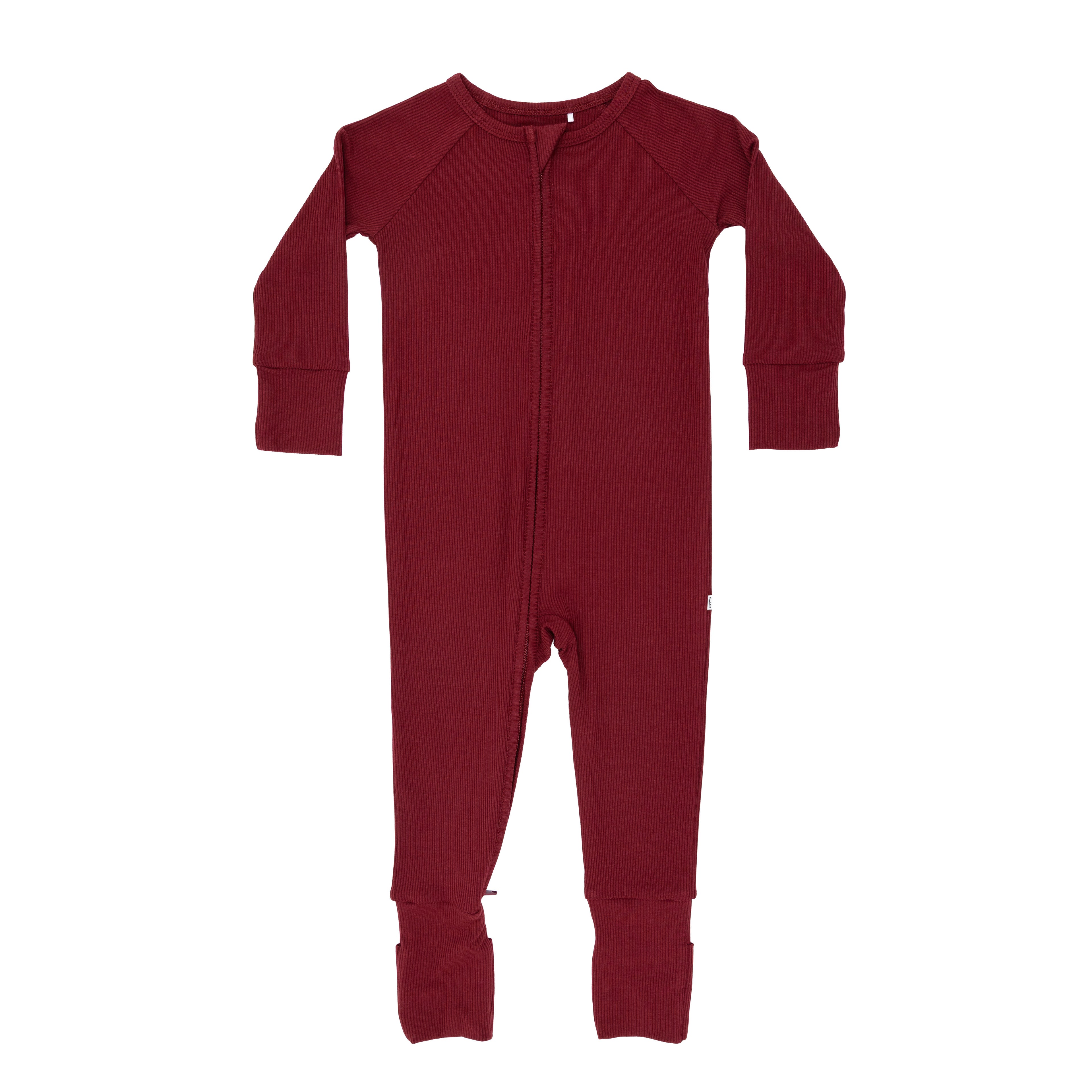 Maroon Small Ribbed Zip Romper