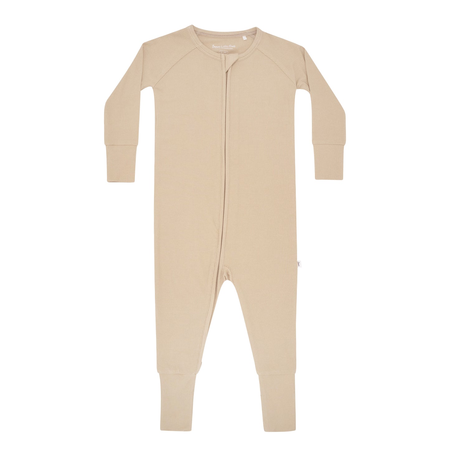 Tan Small Ribbed Zip Romper