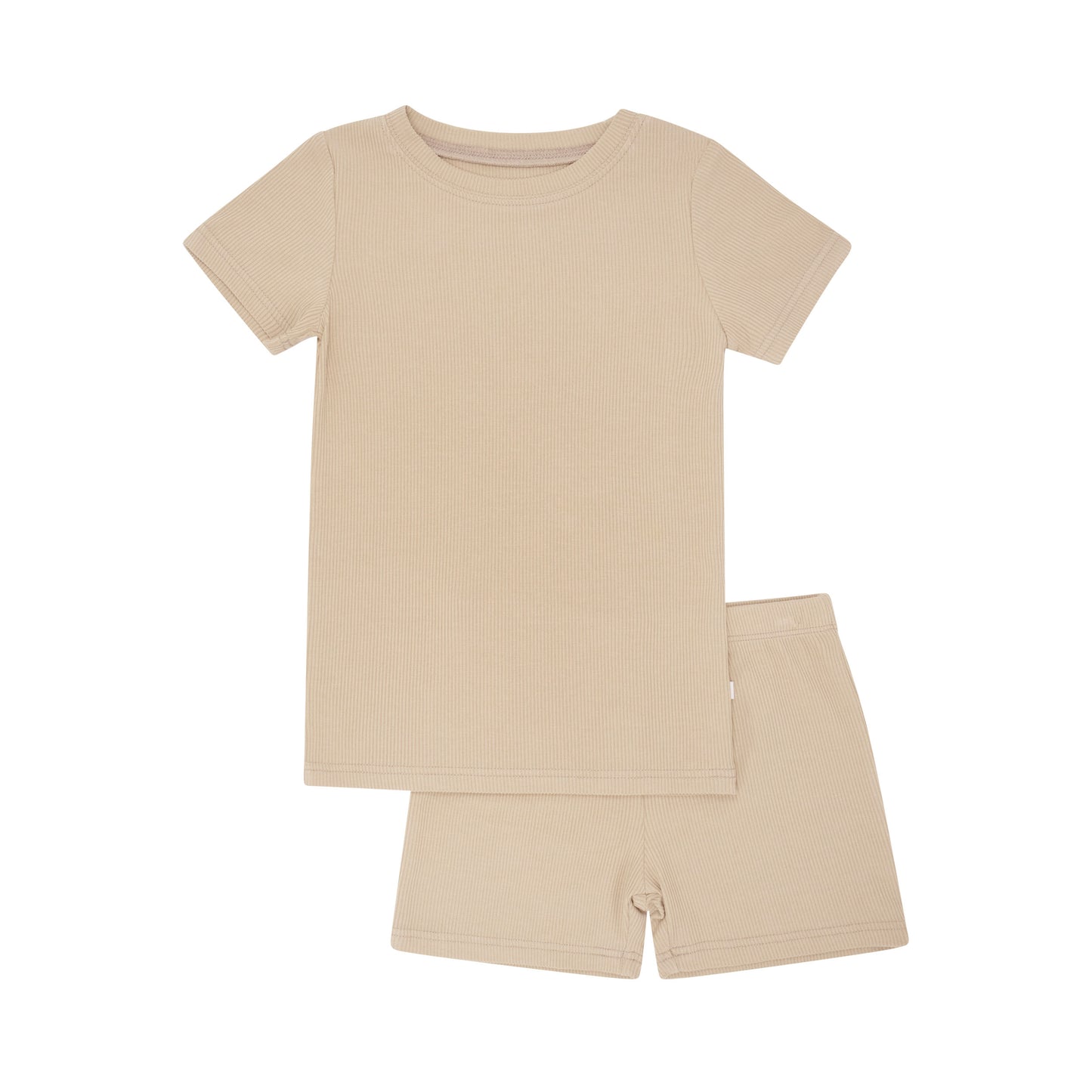 Tan Small Ribbed Shorts Two-Piece Set