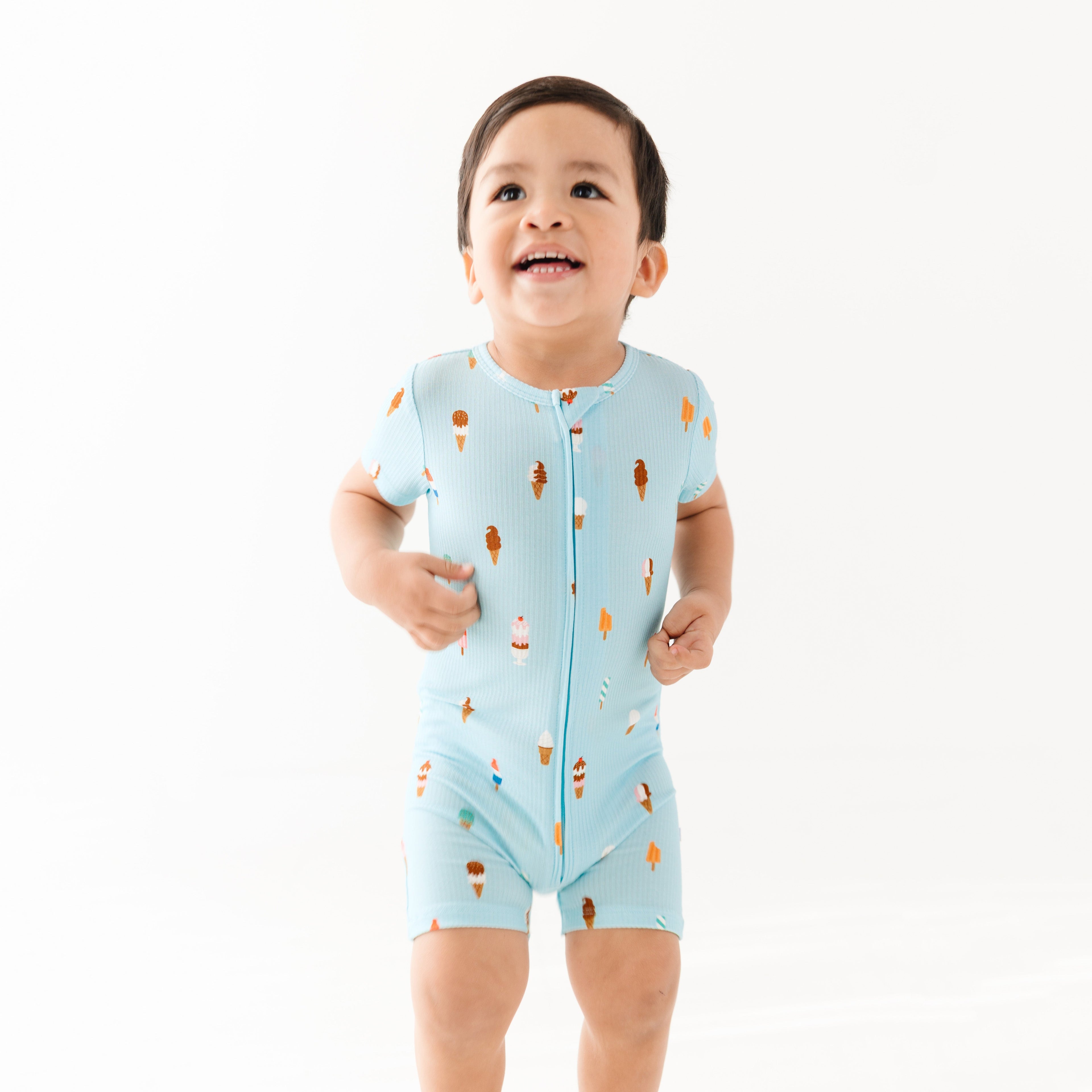 Ice Cream Shop Small Ribbed Summer Zip Romper