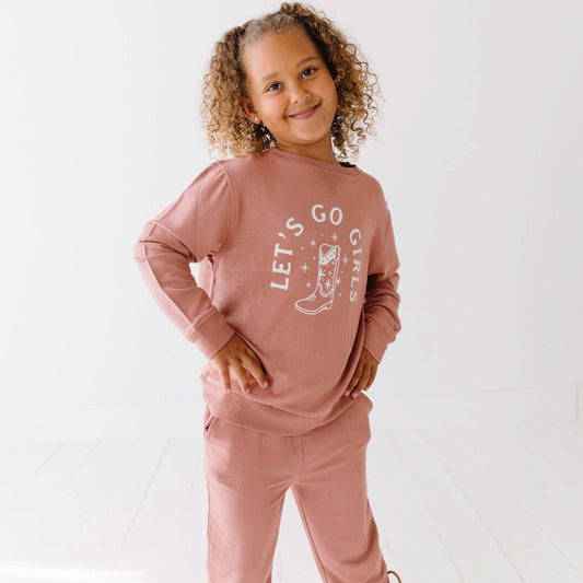 Let's Go Girls Rose Bamboo French Terry Pullover & Jogger Set