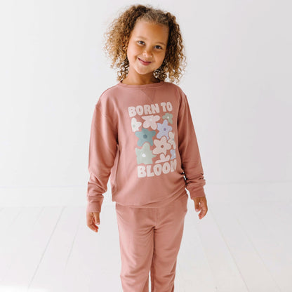 Born To Bloom Rose Bamboo French Terry Pullover & Jogger Set