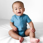 Poolside Blue Small Ribbed Summer Zip Romper