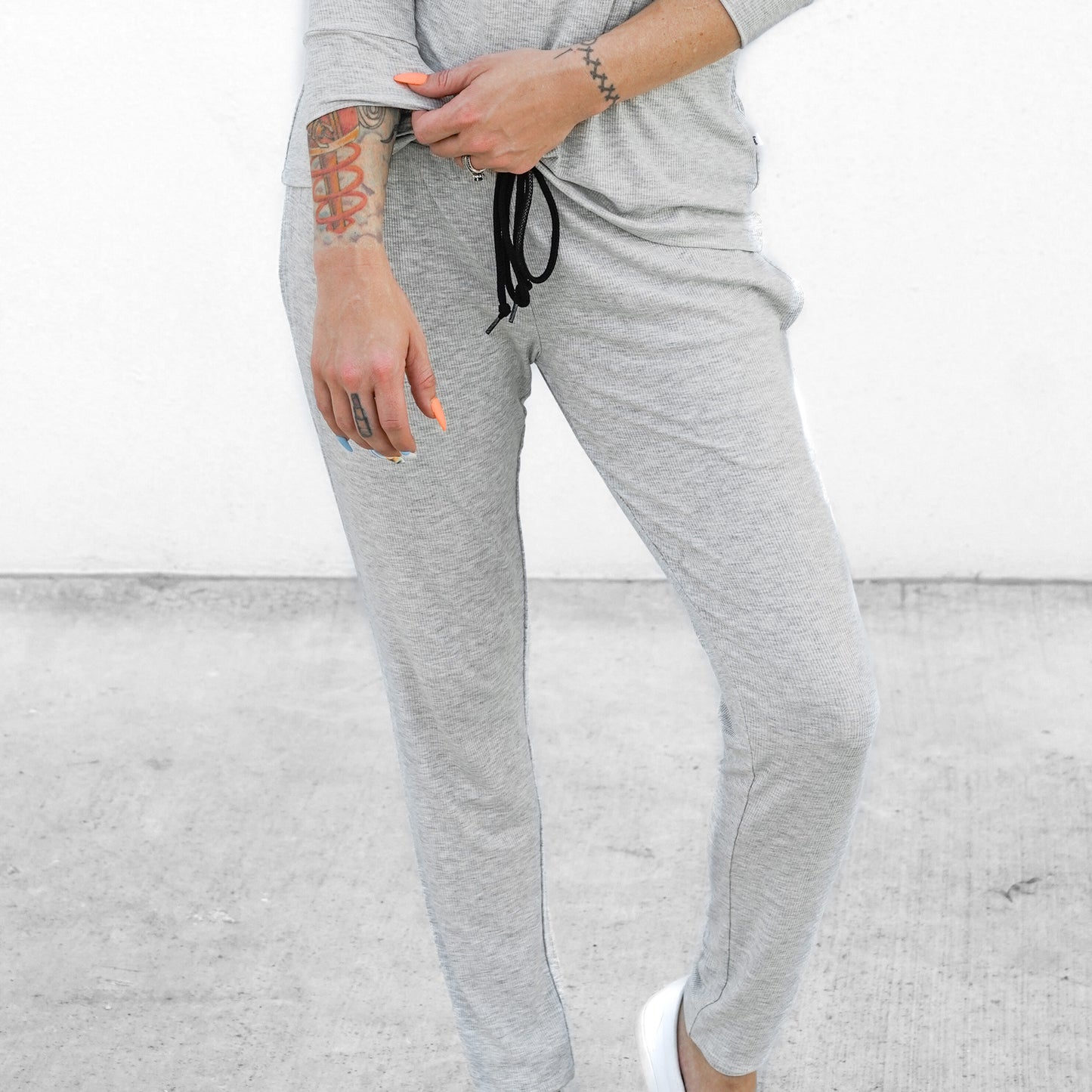 Heather Gray Small Ribbed Women's Pants