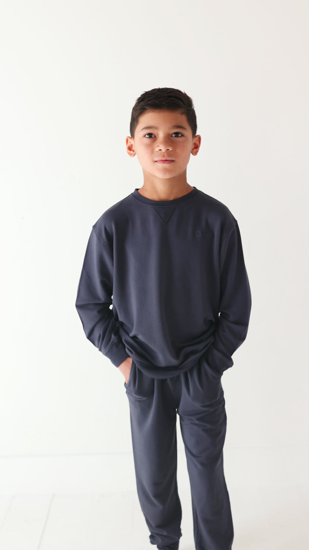 Dark Navy with Brave Embroidered Bamboo French Terry Pullover