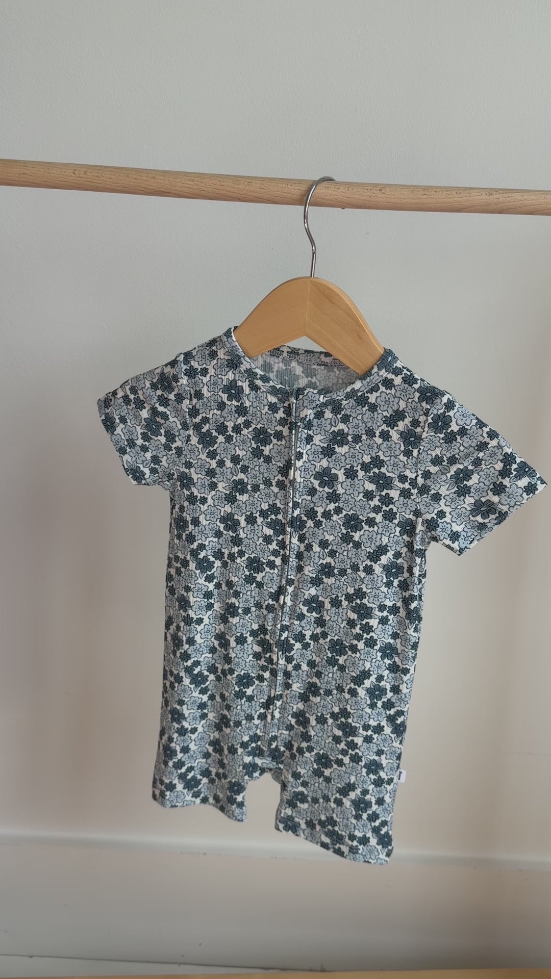 Bluebell Blossoms Small Ribbed Summer Zip Romper