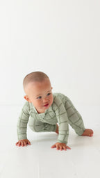Grid Sage Green Small Ribbed Zip Romper