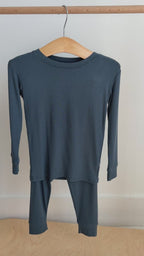 Dark Steel Blue Small Ribbed Two-Piece Set