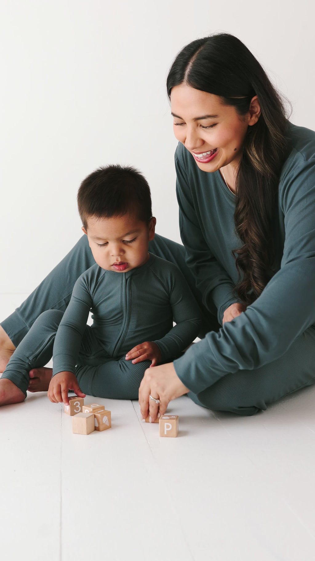 Dark Steel Blue Small Ribbed Women's Matching Set