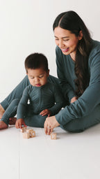 Dark Steel Blue Small Ribbed Women's Matching Set