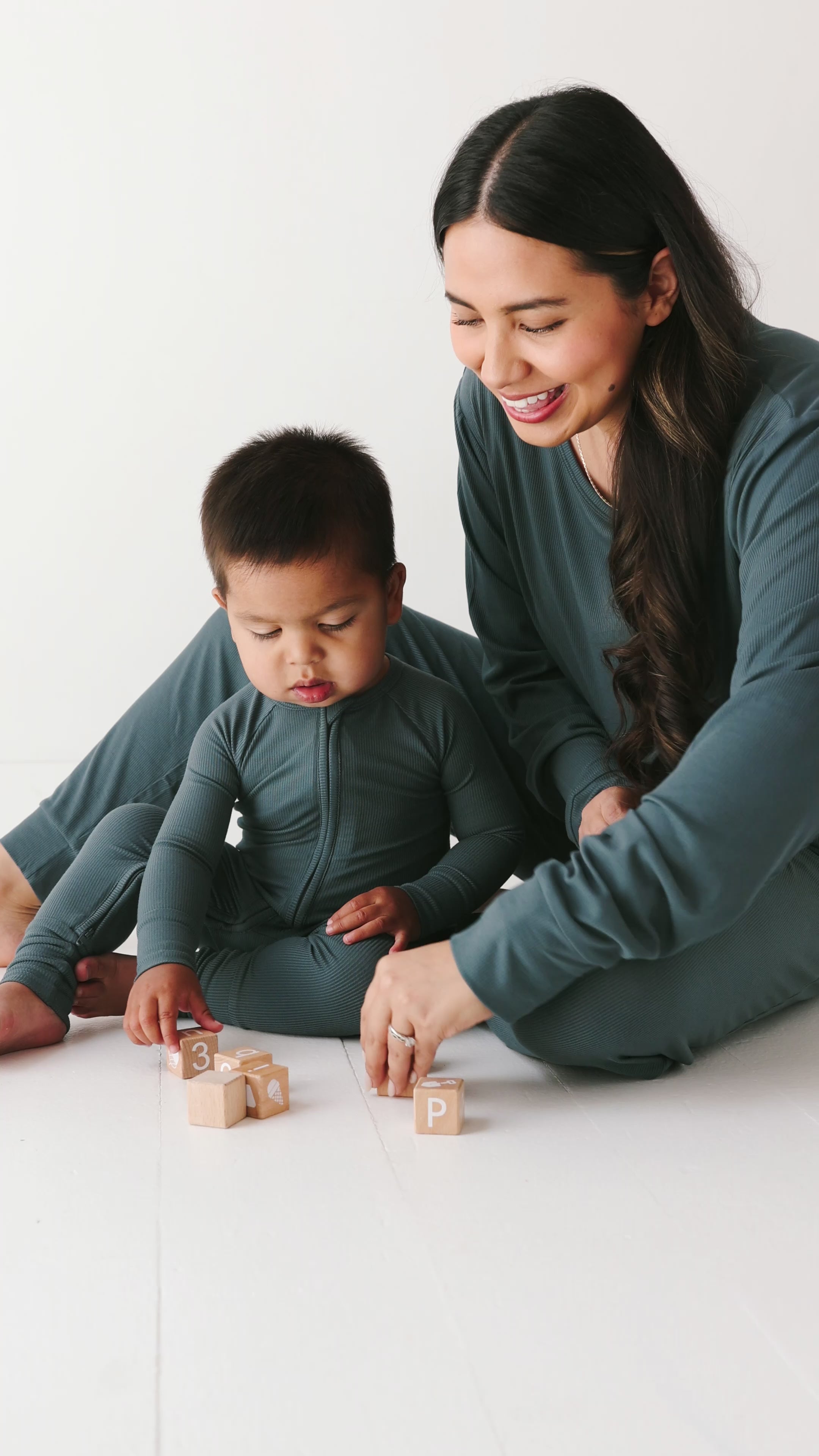 Dark Steel Blue Small Ribbed Women's Matching Set