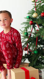 Reindeer & Santa Sleigh Small Ribbed Two-Piece Set