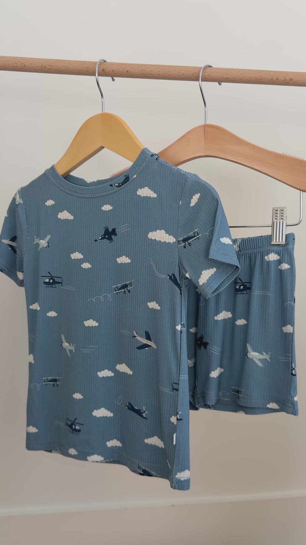 Take Flight Blue Small Ribbed Shorts Two-Piece Set