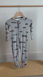Road Vehicles Small Ribbed Zip Romper
