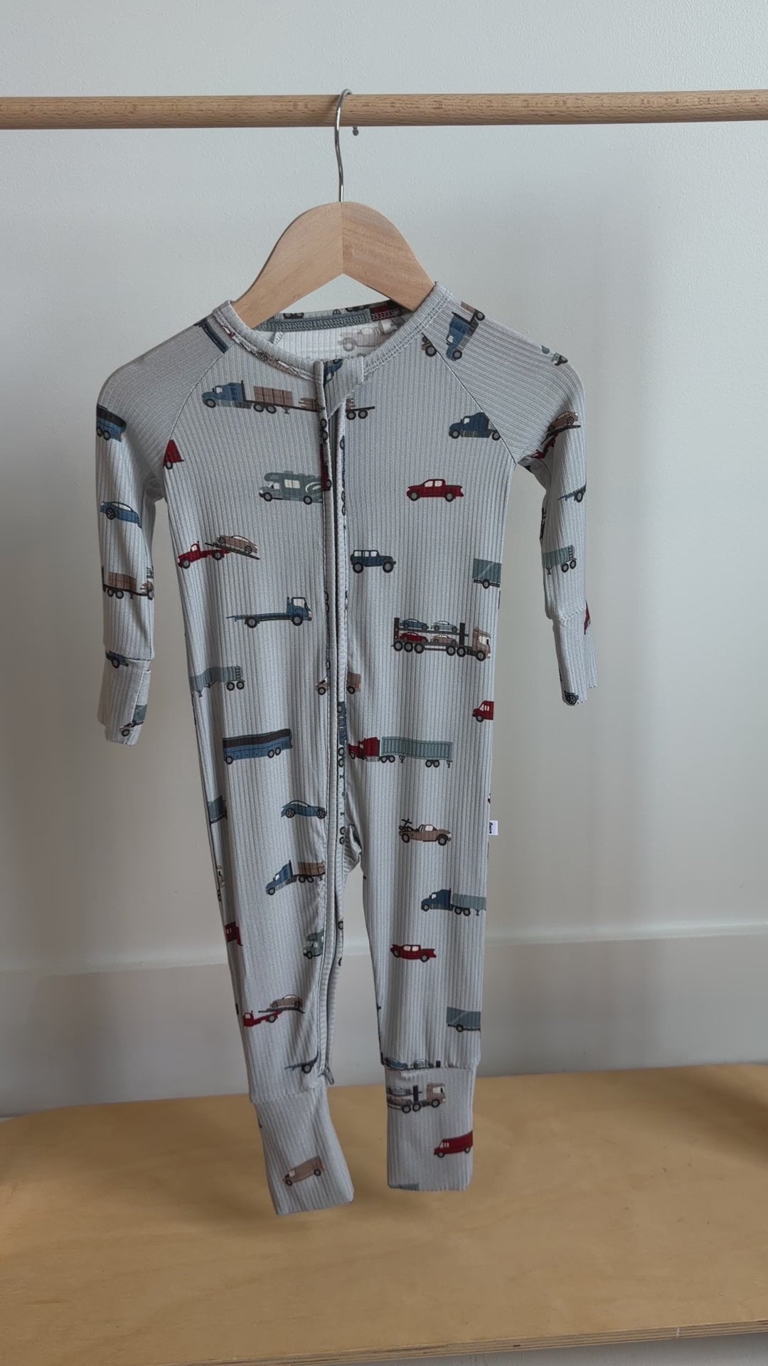 Road Vehicles Small Ribbed Zip Romper