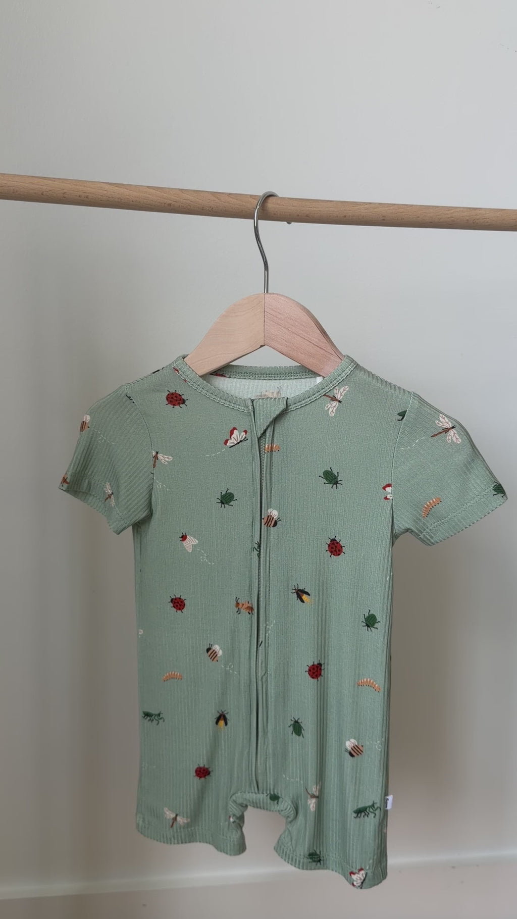 Backyard Bugs Small Ribbed Summer Zip Romper